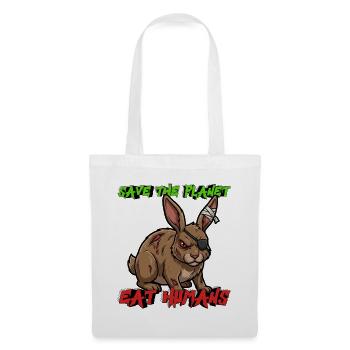 Save The Planet Eat Humans – Horror Motiv Hase - Stoffbeutel - Weiß - Vorne