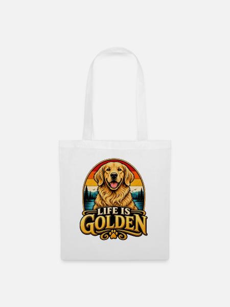 Life Is Golden Retriever Retro - Stoffbeutel - Weiß