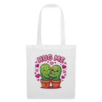 Hug Me – Kawaii Kaktus Paar | Cute Love | Umarmung - Stoffbeutel - Weiß - Vorne
