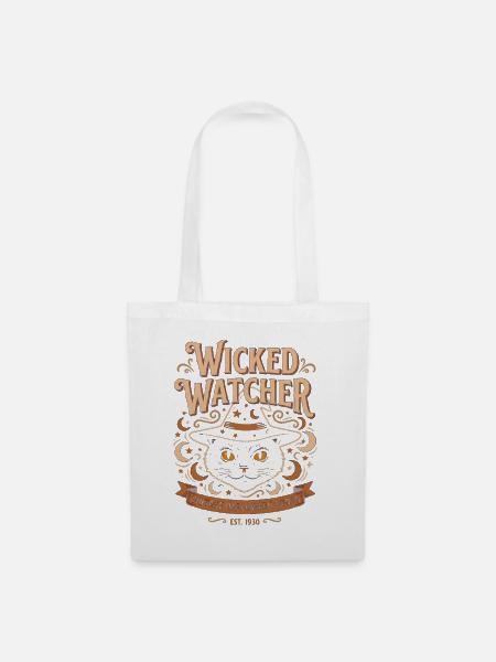 Wicked Watcher Vintage Halloween Katze - Stoffbeutel - Weiß