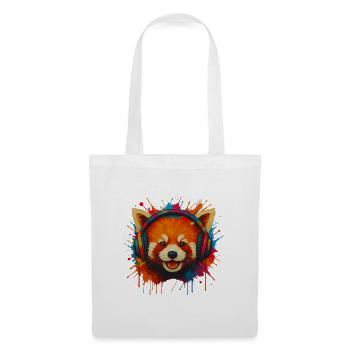 Roter panda mit bunten Kopfhörern - Stoffbeutel - Weiß - Vorne