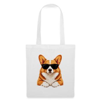 Corgi mit Sonnenbrille - Stoffbeutel - Weiß - Vorne