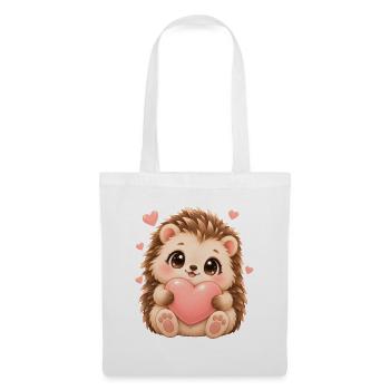 Igel und Herzmotiv - Stoffbeutel - Weiß - Vorne