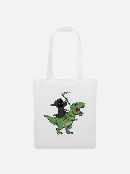 Sensenmann auf T-Rex - Stoffbeutel - Weiß
