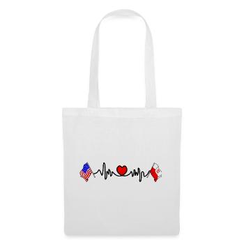 Cardio coeur avec drapeau des États-Unis et drapeau de la Pologne - Sac en tissu - blanc - Devant