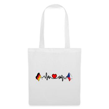 Cardio coeur avec drapeau Allemagne et drapeau République tchèque - Sac en tissu - blanc - Devant