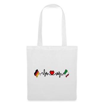 Cardio coeur avec drapeau de l’Allemagne et drapeau de l’Italie - Sac en tissu - blanc - Devant