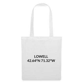 Coordonnées de Lowell, Massachusetts, États-Unis - Sac en tissu - blanc - Devant