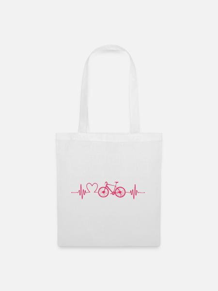 Herzschlag Fahrradliebe - Stoffbeutel - Weiß
