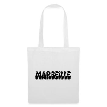 Marseille Fett Blasentext Schwarz - Stoffbeutel - Weiß - Vorne