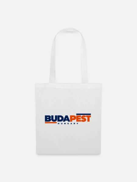 Budapest – Zweifarbiges Typografie-Motiv - Stoffbeutel - Weiß