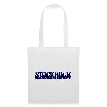 Stockholm Blue Bubble Retro-Typografie - Stoffbeutel - Weiß - Vorne