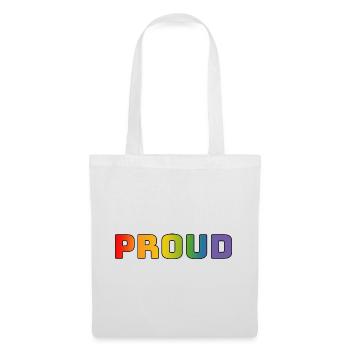 Regenbogen proud schwarz - Stoffbeutel - Weiß - Vorne