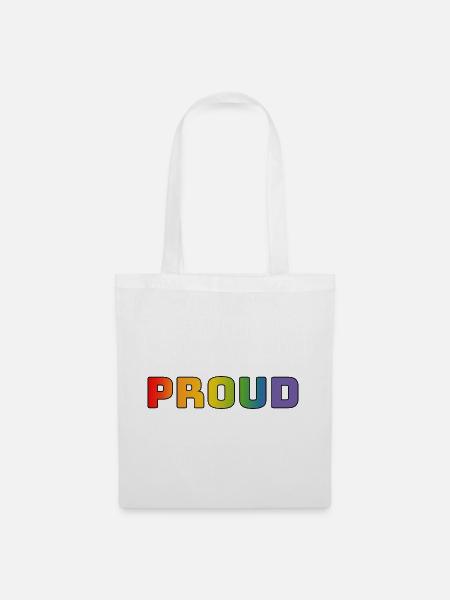Regenbogen proud schwarz - Stoffbeutel - Weiß