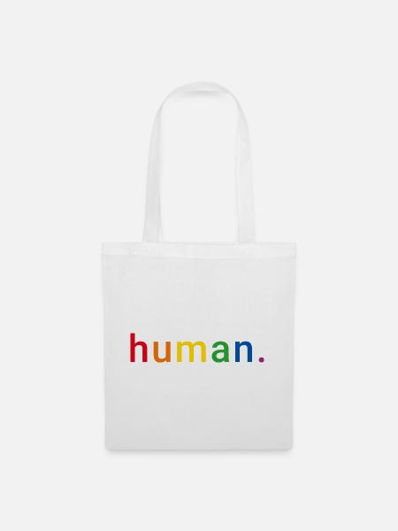 Human Regenbogen Menschenrechte LGBTQ  - Stoffbeutel - Weiß