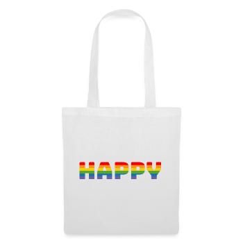 T-shirt arc-en-ciel Pride Happy | LGBT lgbtqi queer - Sac en tissu - blanc - Devant