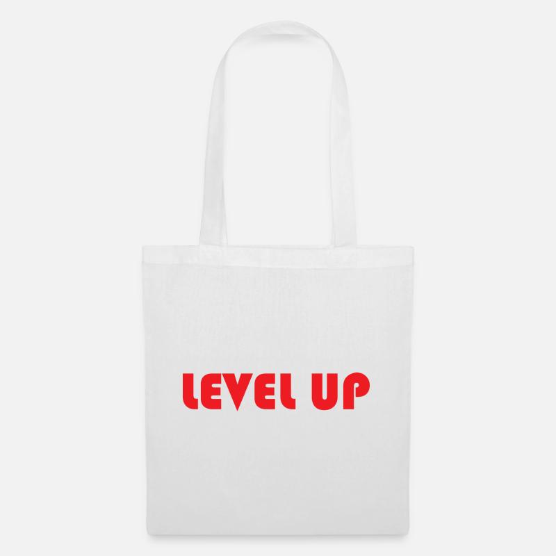 LEVEL UP-Red Text - Tote Bag - white