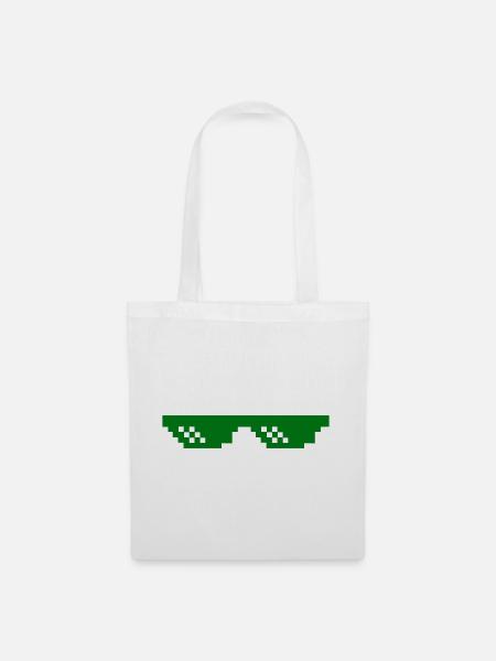 Grünes Pixelmuster mit Kontrastblöcken - Stoffbeutel - Weiß