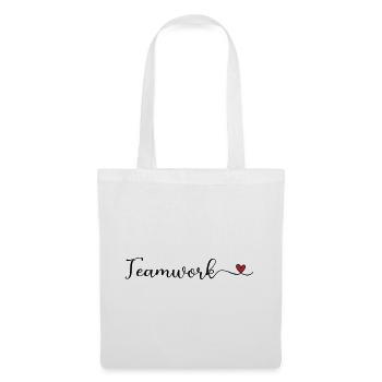 Teamwork Schrift mit Herz - Stoffbeutel - Weiß - Vorne