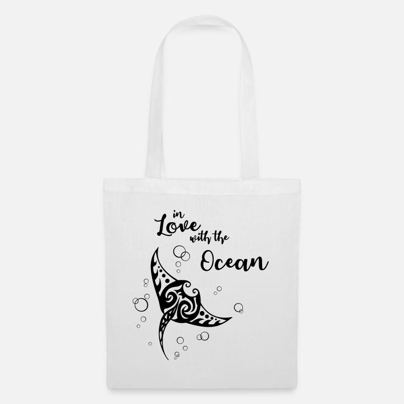 In Love with the Ocean - Manta - Stoffbeutel - Weiß