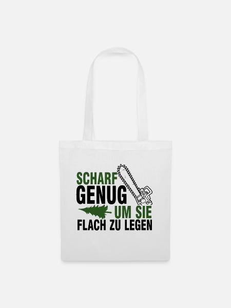 Holzarbeiter Holzfäller Motorsäge Förster - Stoffbeutel - Weiß