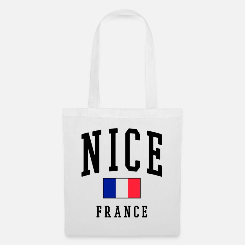 Nizza - Frankreich - Flagge - Stoffbeutel - Weiß