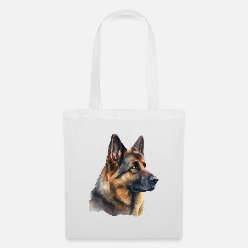 Deutscher Schäferhund im Aquarell - Stoffbeutel - Weiß