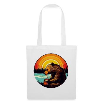 Bear eats honey at sunset - Tote Bag - white - Front