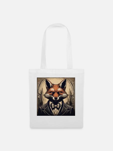 Fuchs im Anzug / Tier / lustig / Fell / Wild - Stoffbeutel - Weiß