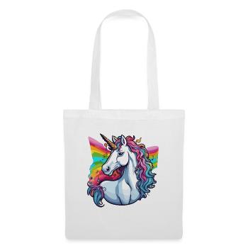 Licorne / Cheval / Fille / Créature mythique / Conte de fées - Sac en tissu - blanc - Devant