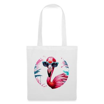Flamant rose / Animal / Rose / Tropical / Longues pattes - Sac en tissu - blanc - Devant