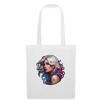 Rocker Girl / Punkrock / Frau / bunte Haare / cool - Stoffbeutel - Weiß - Vorne