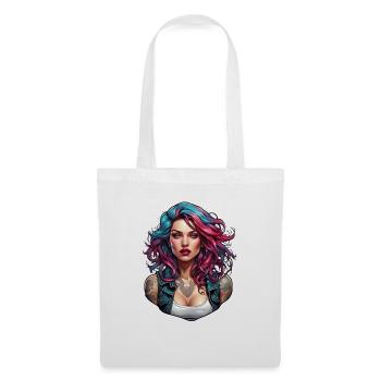 Rocker Girl / Punkrock / Frau / bunte Haare / cool - Stoffbeutel - Weiß - Vorne
