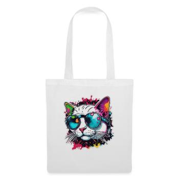 Cool Cat / Funny / Animal / Pet / Crazy - Tote Bag - white - Front
