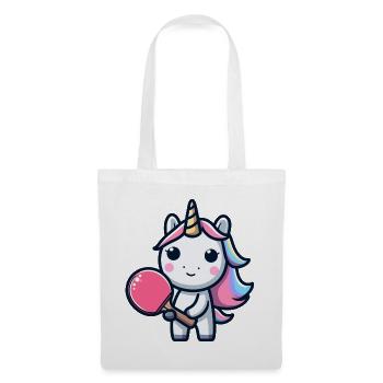 Licorne Licorne avec raquette de tennis de table pour - Sac en tissu - blanc - Devant