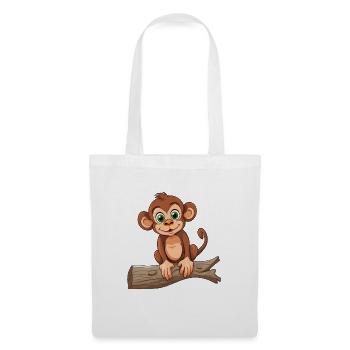 Cartoon Affe - Singe au look de dessin animé - Sac en tissu - blanc - Devant