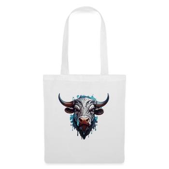 Stier / Bulle / Tier / Hörner / Stierkampf - Stoffbeutel - Weiß - Vorne