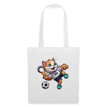 Chat de football / Animal / Football / But / Sports - Sac en tissu - blanc - Devant