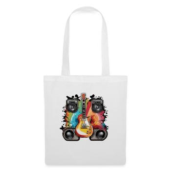 Rock n roll / Guitare / Musique / Instrument - Sac en tissu - blanc - Devant