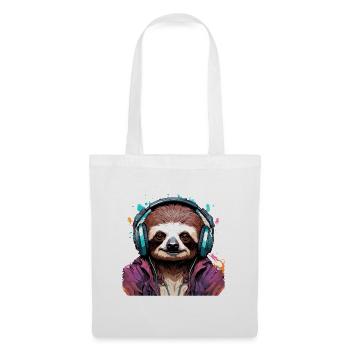 Headphones / Audio / Music / Sloth / Cool - Tote Bag - white - Front