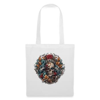 Crâne / crâne / squelette / gothique / tatouage - Sac en tissu - blanc - Devant