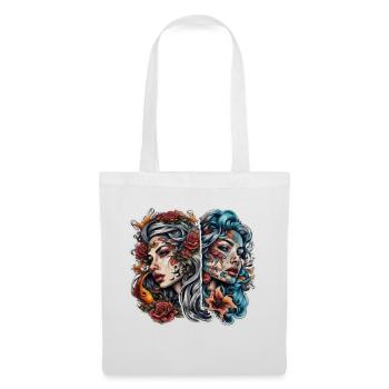 Femme / jolie / portrait / tatouage / modèle - Sac en tissu - blanc - Devant