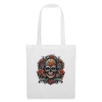 Crâne / crâne / squelette / gothique / tatouage - Sac en tissu - blanc - Devant