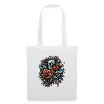 Skull / Totenkopf / Skelett / Gothic / Tattoo - Stoffbeutel - Weiß - Vorne