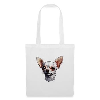 Chihuahua / kleiner Hund / Tier / winzig / Rasse - Stoffbeutel - Weiß - Vorne