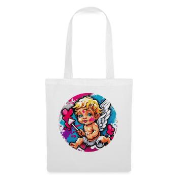 Cupidon / Amour / Flèche / Coeur / Saint Valentin - Sac en tissu - blanc - Devant