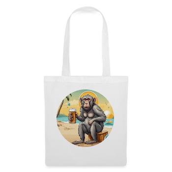 Affe / Tier / Zoo / Babian / Wild / Comic - Stoffbeutel - Weiß - Vorne