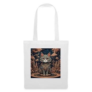 Katze / Tier / Haustier / Miez / Miau / Fell - Stoffbeutel - Weiß - Vorne