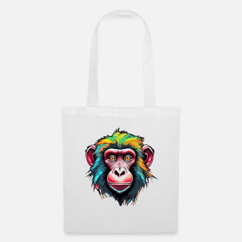 Monkey / Animal / Zoo / Babian / Wild / Comic - Tote Bag - white