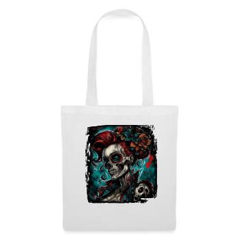 Crâne / Crâne / Squelette / Gothique / Tatouage - Sac en tissu - blanc - Devant